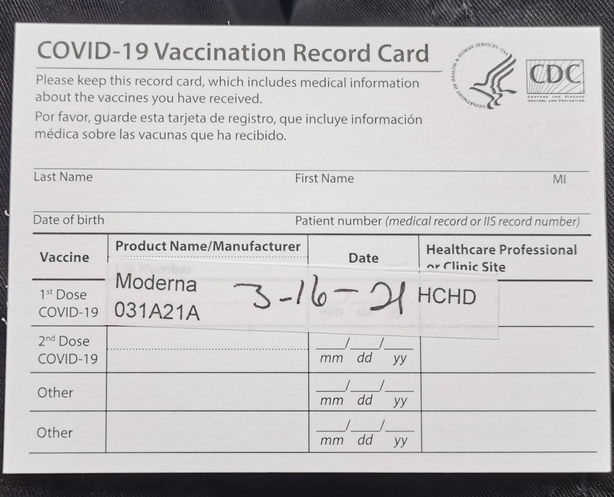 Moderna COVID-19 疫苗接种经历